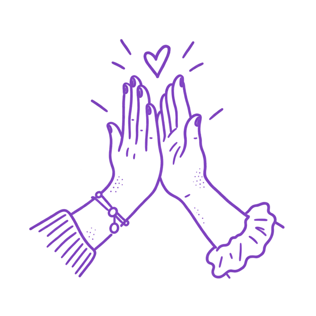 Hand-drawn high five with a heart